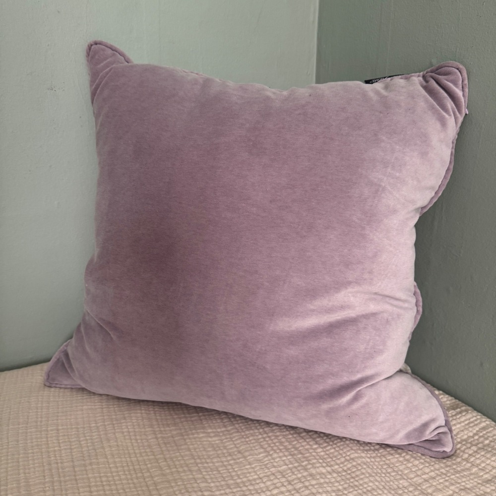 Celebrity Home Throw Pillow 22x22 Purple Velvet Linen Feather Fill Reversible